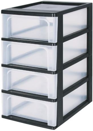 VOIR DESCRIPTION - Organiseur plastique 4 tiroirs noir grand format