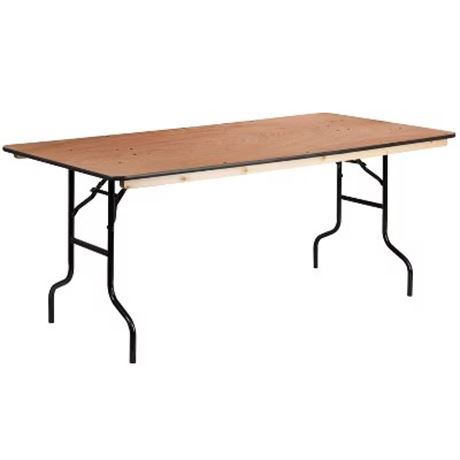 VOIR PHOTOS - Table banquet pliante bois rectangulaire Flash Furniture 6 pi