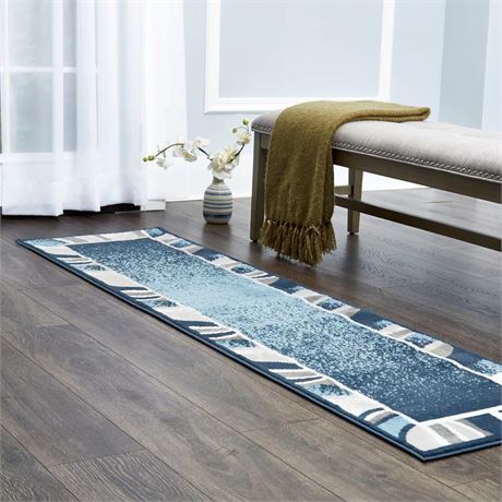 Tapis chemin bordé Home Dynamix Premium Rizzy 2 x 7 pi bleu int.
