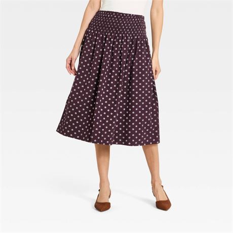 S - Jupe maxi A-line froncée imprimée Universal Thread - violet