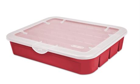 Boîte rangement ornements Noël Sterilite 20 compartiments rouge