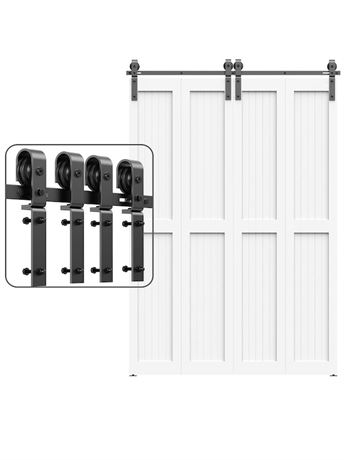 Rail porte grange 6 pi double coulissant