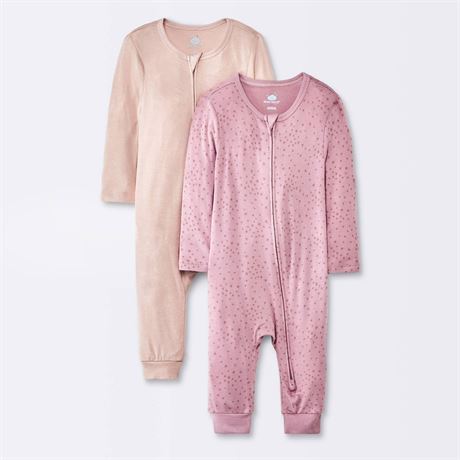 6-9M Paquet 2 combinaisons étoiles modal bébé filles Cloud Island rose foncé