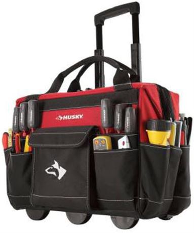 Husky — Sac à outils roulant 18 po en tissu 600D rouge résistant à l’eau