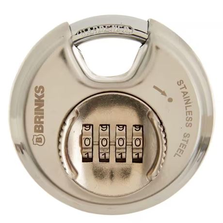 Cadenas à combinaison Discus inox 80 mm 4 cadrans réinitialisable