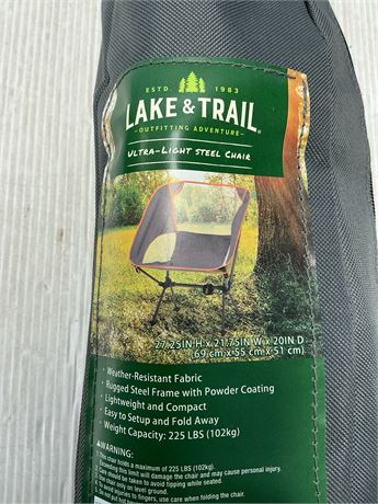 Chaise acier ultra-légère Lake & Trail 27,25 x 21,75 x 20 po