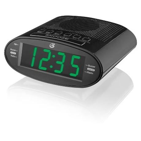 Radio-réveil GPX, AM/FM, écran DEL vert 1,2 po, alarme double - noir C303B