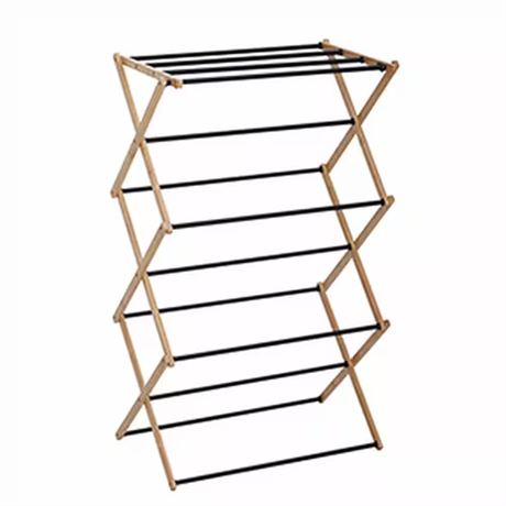 Séchoir à linge pliant en bambou noir 39,37 x 14,17 x 23,62 po