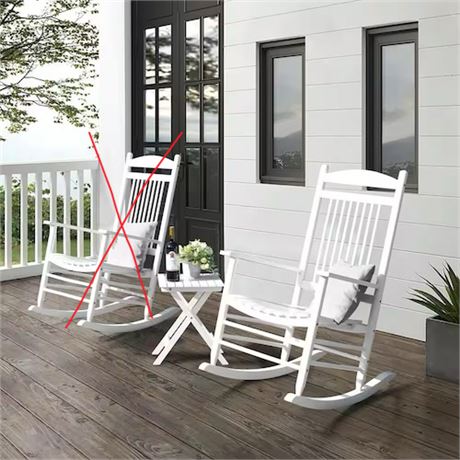 LIRE DESCRIPTION -Ens. chaise berçante et table patio Veikous bois massif blanc