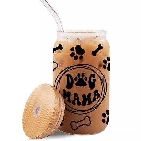 Verre et paille Nifty Dog Mom 16 oz