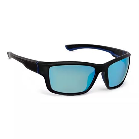 VOIR PHOTOS - Lunettes de soleil sport polarisées noir avec accent bleu