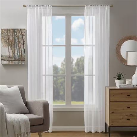 2 PANNEAUX - Rideaux voilage blanc 38 x 84 po