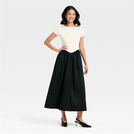 M - Robe maxi tricot dos nu A New Day femmes - crème/noir