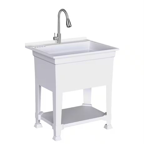 LIRE DESCRIPTION - Cuve lessive/utilitaire autoportante 30 x 24 x 35 po blanc