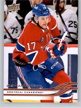 Upper Deck — Carte Josh Anderson #92 Canadiens de Montréal