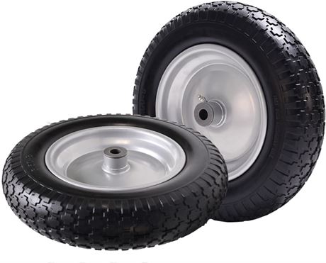 Pq. 2 - Roue de brouette 14,5 po 3,50-8 po pleine antifuite avec centre 3-7 po