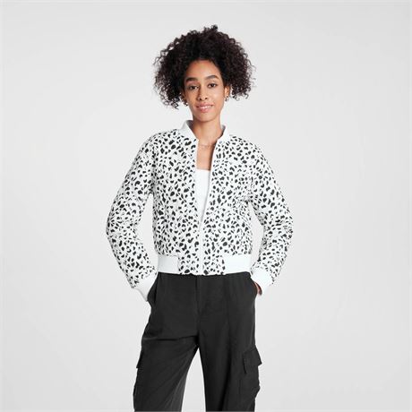Veste bomber à manches longues femmes Wild Fable léopard blanc XXL