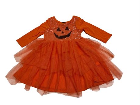 Robe citrouille pailletée Halloween fille 5T