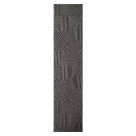 Tapis intérieur lavable Stone Geo Curve 2 x 7 pi gris charbon