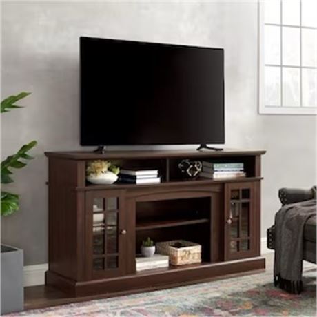 Meuble TV bois espresso 48 po pour TV jusqu'à 50 po + portes rangement