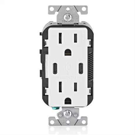 Prise USB-C double 30W avec sortie 15A blanche