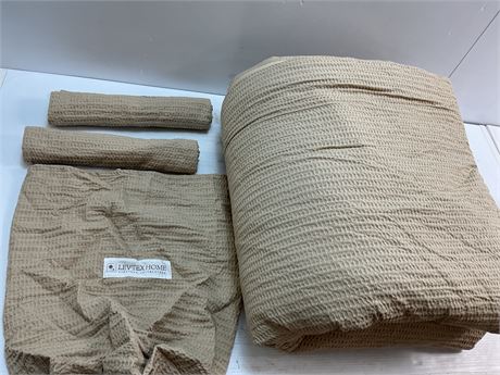 SIMPLE - Ens. 3pcs courtepointe Levtex Muslin Stitch crème