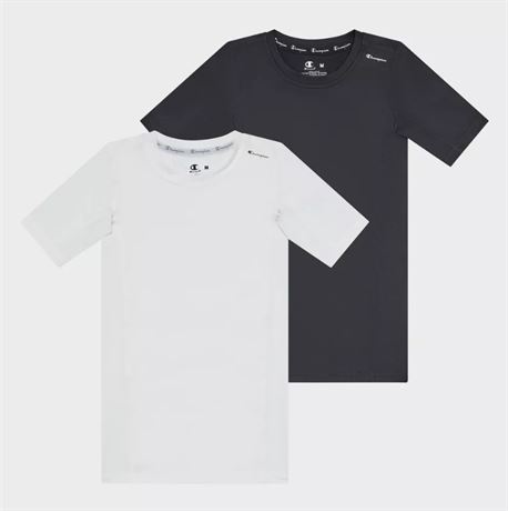 T-shirts de compression Champion Youth (lot de 2) - Blanc/Noir - Taille L