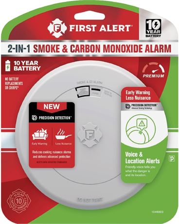 Détecteur First Alert fumée et CO avec pile 10 ans