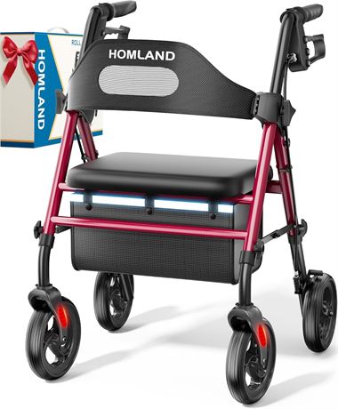 Déambulateur pliable HOMLAND avec siège 8 po 350 lb