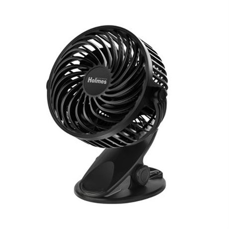 Ventilateur portable Holmes 4 po à pince pile rechargeable rotation 360°