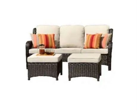 Sofa patio 3 places + 2 poufs