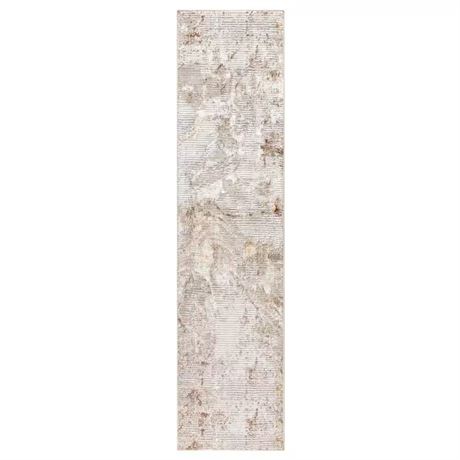 Tapis chemin Luxe Opaline marbre taupe audacieux 2 x 7 pi