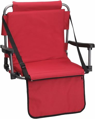 Chaise pliante avec accoudoirs style stade pour gradins - rouge