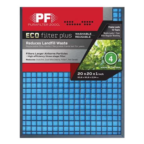 Filtre à air lavable PURAFILTER 2000 20 x 20 x 1 ECO FPR4
