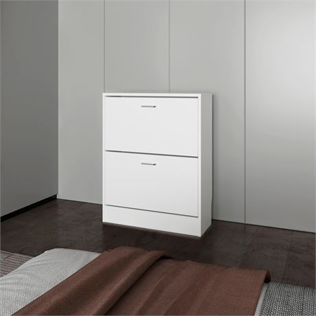 Armoire à chaussures blanche avec 2 portes basculantes