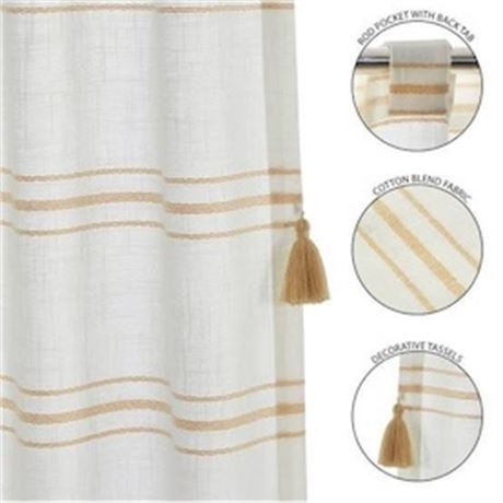 Rideau écran rayé pompons Better Homes & Gardens (1 panneau) 50 po
