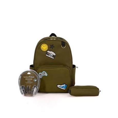 Sac à dos enfants Locker Club 16 L nylon + écouteurs + étui - vert olive