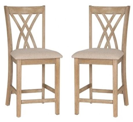 Ens. 2 pcs - tabourets comptoir Powell Starla naturels