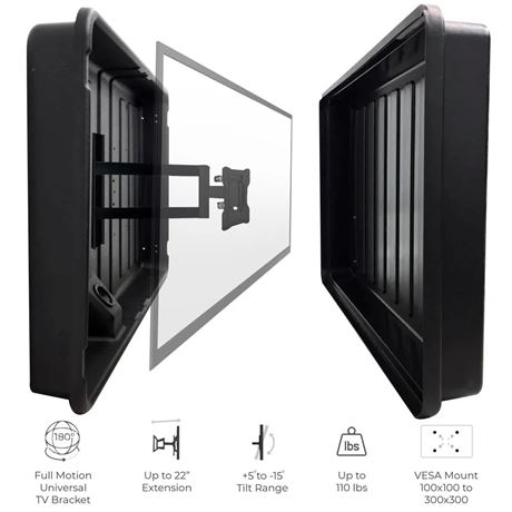Housse TV extérieure noire 27 x 8 po Storm Shell