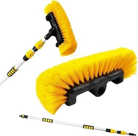 Brosse lavage auto jaune manche long 4,5-10 pi télescopique débit eau