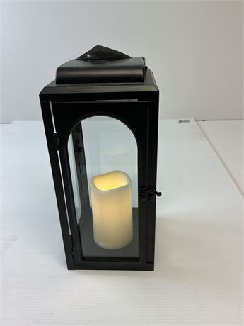 Lanterne décorative métal et verre 13 po effet bougie
