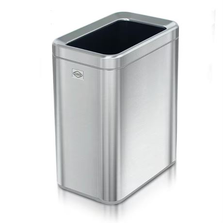 VOIR PHOTOS - Poubelle mince acier inoxydable ouverte 2,6 gal