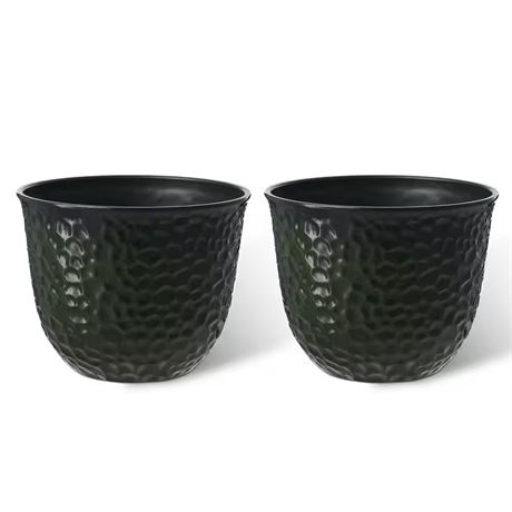 2 Pots décoratifs plastique vert effet céramique