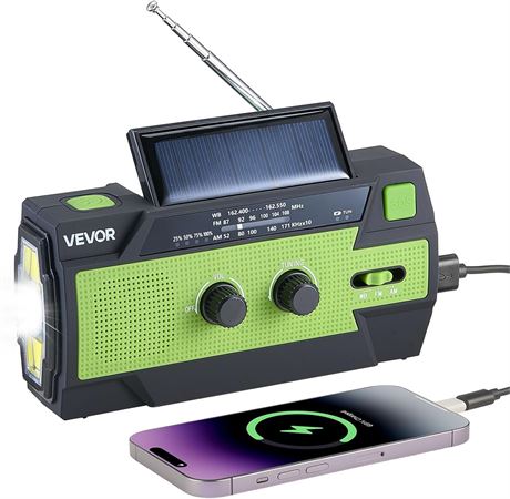 Radio météo d'urgence VEVOR 4000 mAh FM/AM/NOAA solaire