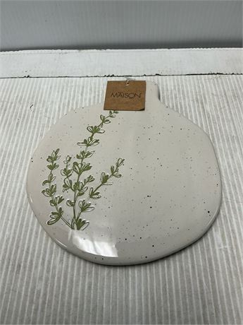 Assiette en céramique crème motif feuille