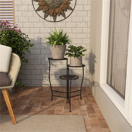 Jardinière ronde acier Grayson Lane 18 x 41 po brun rouille 3 niveaux int/ext