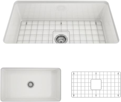 VOIR PHOTOS Évier de cuisine BOCCHI Sotto argile cuite 32 po 1 cuve + protection
