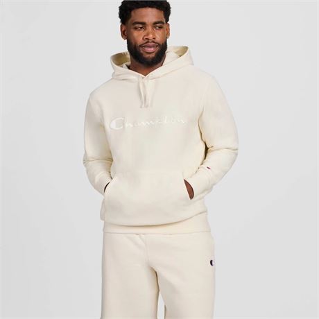 Hoodie brodé Champion Iconic adultes - blanc cassé clair M