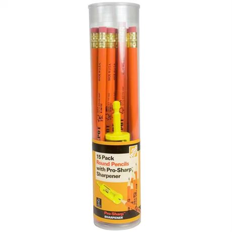 Crayons ronds avec taille-crayon Pro-Sharp – Lot de 3 (15 pcs)