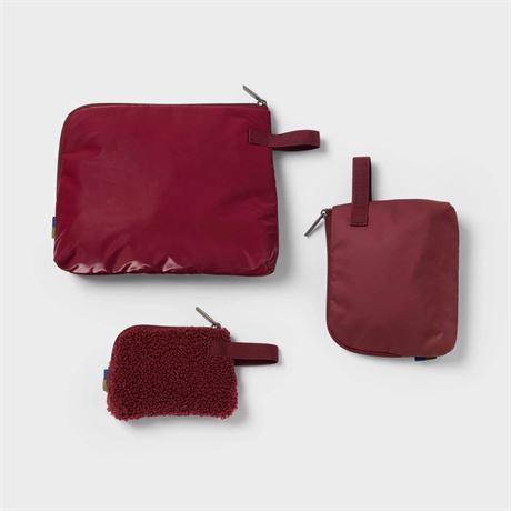Trousse de toilette 3 pièces et sac Open Story bourgogne